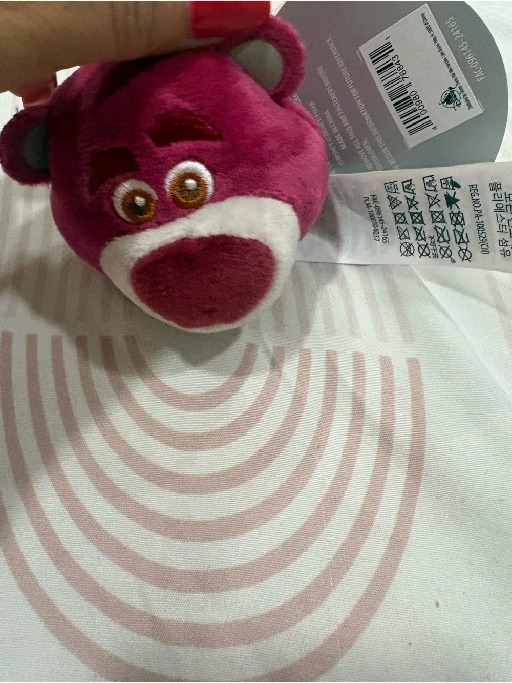 Disney Plush Berry-Pink Bear Head Accent